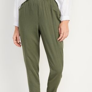 Old Navy High-Waisted Cropped Linen-Blend Pants Arugula Green